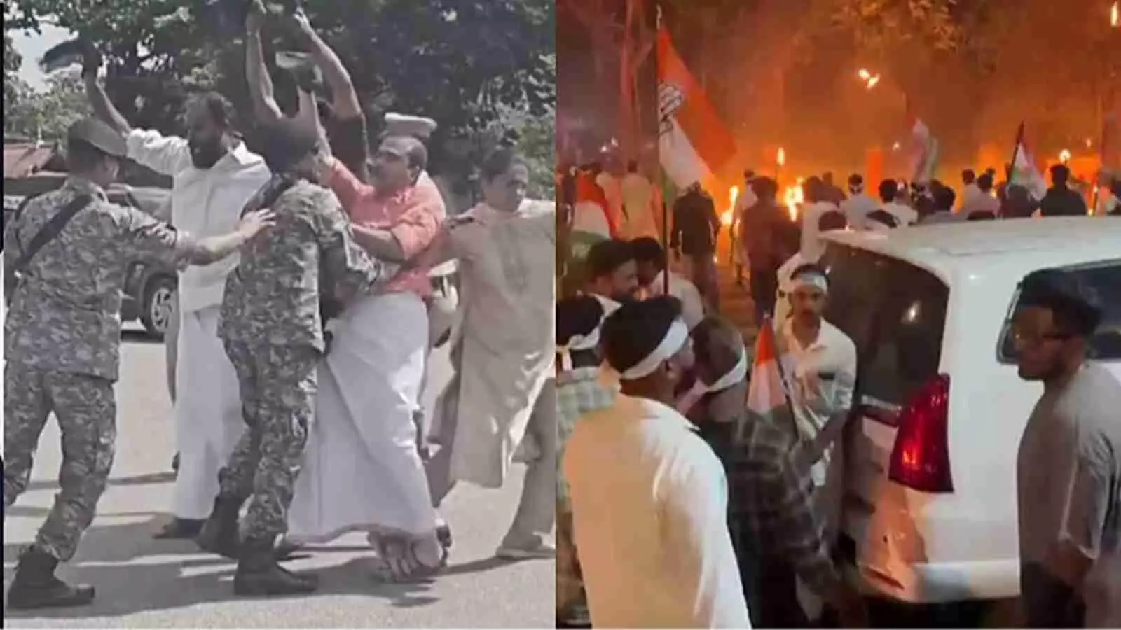 सुरक्षा कर्मियों के घेरे में राजनीतिक प्रदर्शन और हिंसक झड़प के दौरान की दृश्य स्थिति नजर आ रही है। सुरक्षा कर्मियों के घेरे में राजनीतिक प्रदर्शन और हिंसक झड़प के दौरान की दृश्य स्थिति नजर आ रही है।