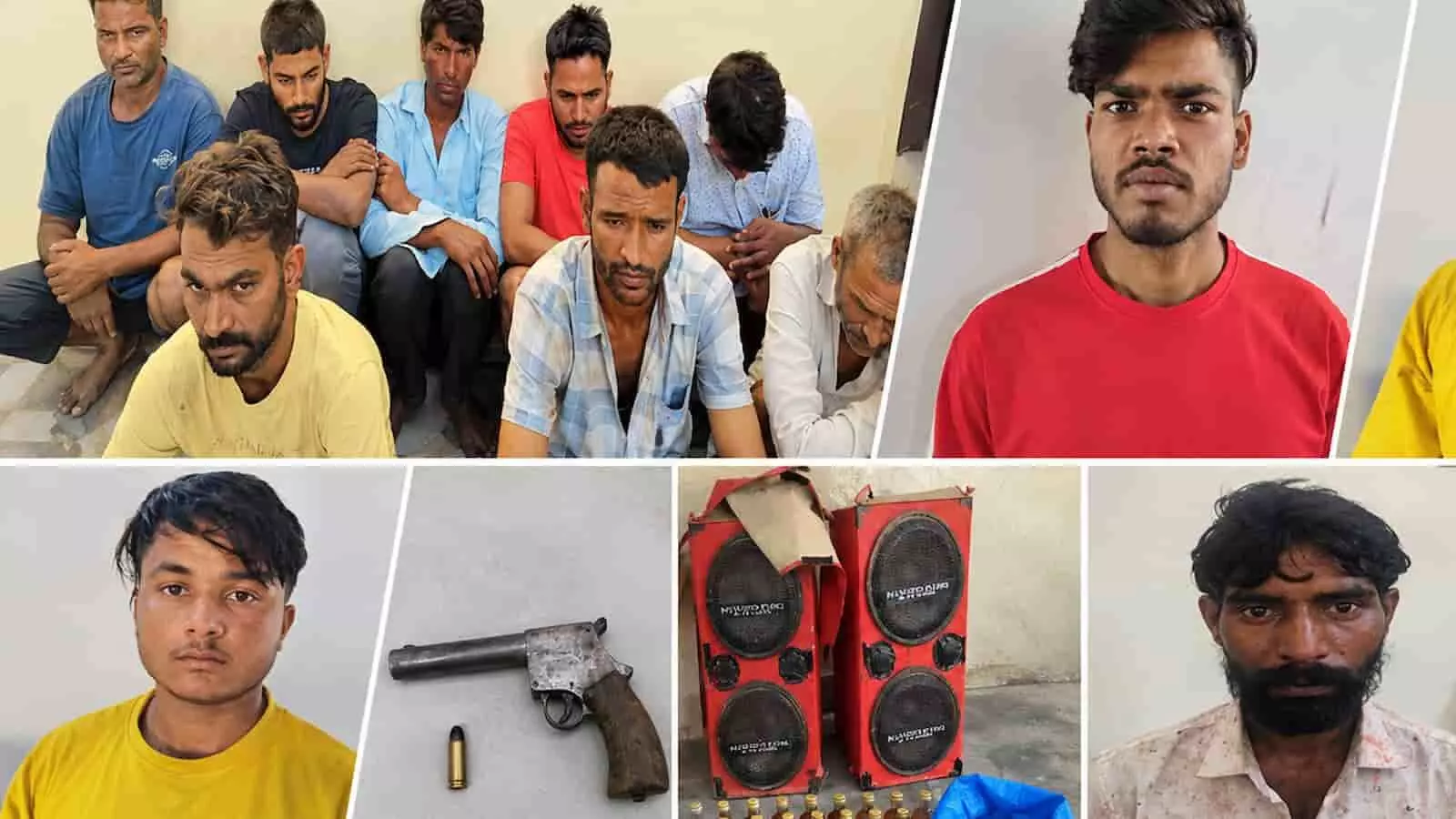 सवाई माधोपुर में पुलिस द्वारा एरिया डोमिनेशन अभियान के तहत गिरफ्तार किए गए आरोपी और जप्त किए गए अवैध हथियार व सामग्री। सवाई माधोपुर में पुलिस द्वारा एरिया डोमिनेशन अभियान के तहत गिरफ्तार किए गए आरोपी और जप्त किए गए अवैध हथियार व सामग्री।