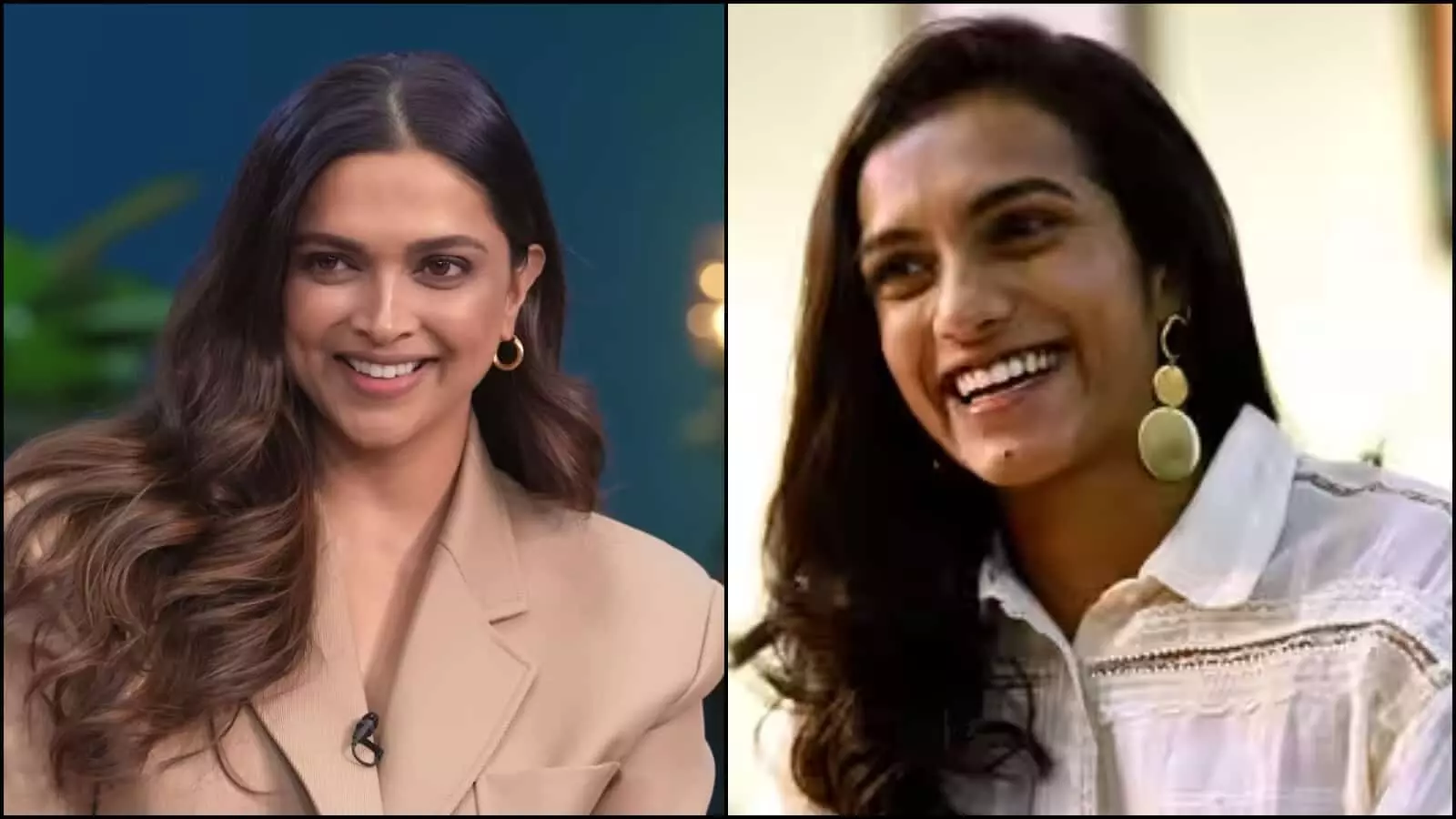 तस्वीर में अभिनेत्री दीपिका पादुकोण और बैडमिंटन खिलाड़ी पीवी सिंधु मुस्कुराते हुए दिखाई दे रही हैं। तस्वीर में अभिनेत्री दीपिका पादुकोण और बैडमिंटन खिलाड़ी पीवी सिंधु मुस्कुराते हुए दिखाई दे रही हैं।