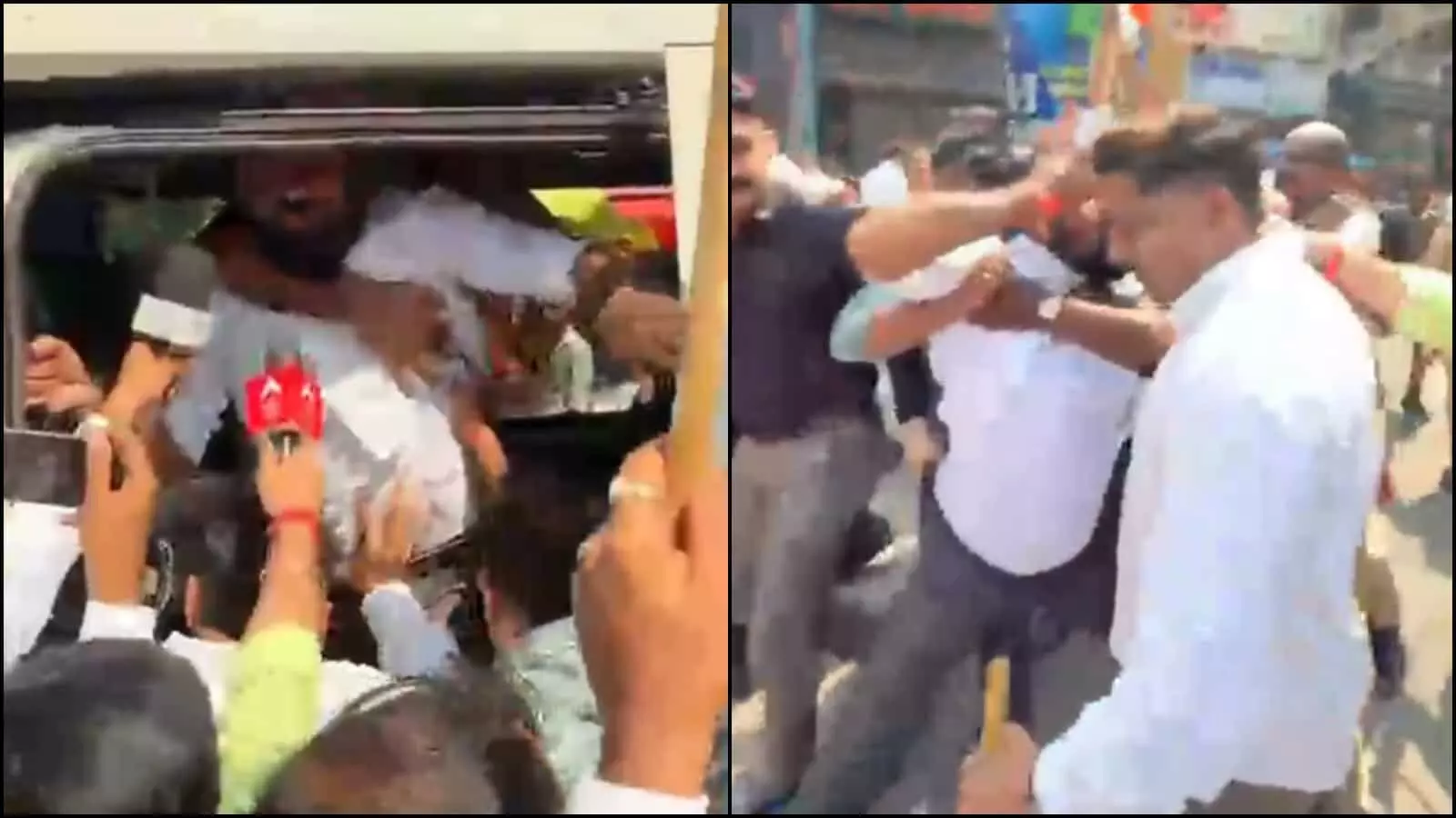 तस्वीर में मुंबई के साकीनाका में पुलिस अधिकारी प्रदर्शनकारी व्यक्ति को वाहन में बिठाते दिख रहे हैं। तस्वीर में मुंबई के साकीनाका में पुलिस अधिकारी प्रदर्शनकारी व्यक्ति को वाहन में बिठाते दिख रहे हैं।