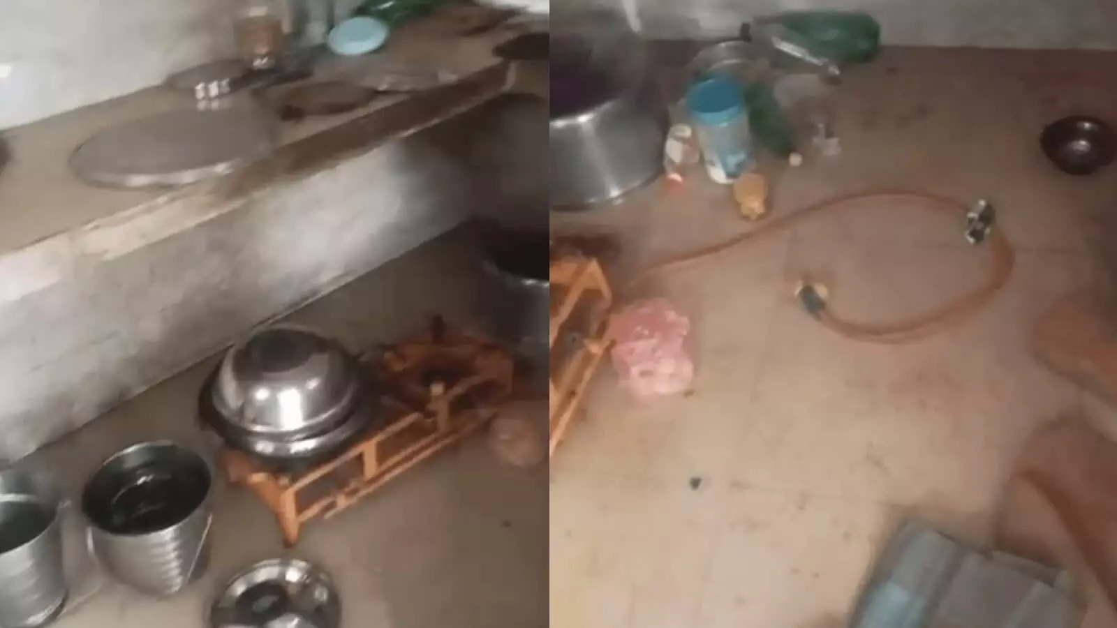 तस्वीर में एटा के बागवाला थाना क्षेत्र स्थित स्कूल की रसोई और बिखरा हुआ सामान नजर आ रहा है. तस्वीर में एटा के बागवाला थाना क्षेत्र स्थित स्कूल की रसोई और बिखरा हुआ सामान नजर आ रहा है.