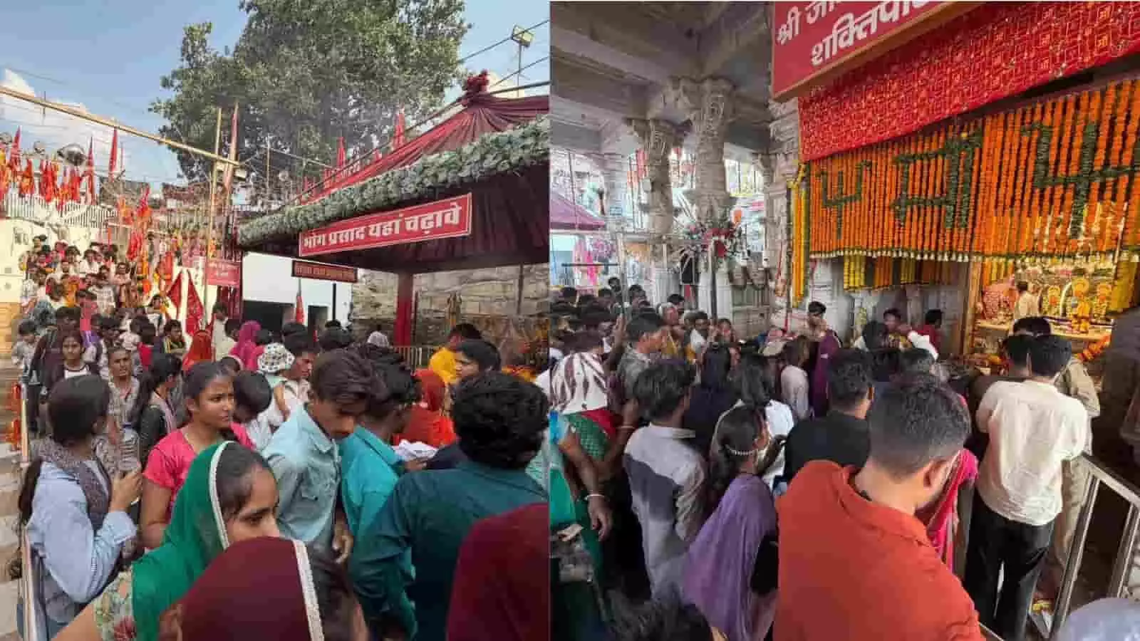 तस्वीर में श्री जोगणिया माता शक्तिपीठ में नवरात्रि महोत्सव के दौरान दर्शन करते श्रद्धालु दिख रहे हैं। तस्वीर में श्री जोगणिया माता शक्तिपीठ में नवरात्रि महोत्सव के दौरान दर्शन करते श्रद्धालु दिख रहे हैं।