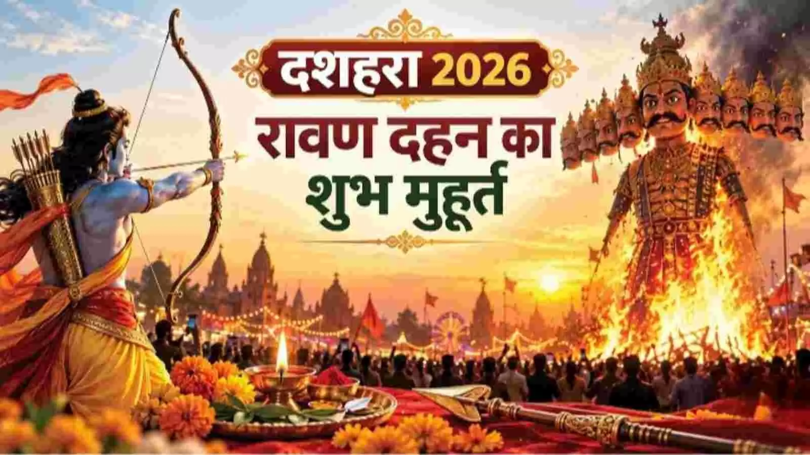 दशहरा मैदान में भगवान राम और रावण दहन का प्रतीकात्मक दृश्य I दशहरा मैदान में भगवान राम और रावण दहन का प्रतीकात्मक दृश्य I
