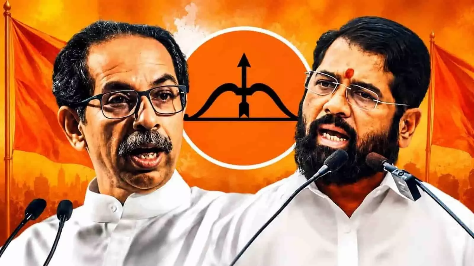 तस्वीर में उद्धव ठाकरे और एकनाथ शिंदे मुंबई में दशहरा मेळावा के संदर्भ में दिख रहे हैं। तस्वीर में उद्धव ठाकरे और एकनाथ शिंदे मुंबई में दशहरा मेळावा के संदर्भ में दिख रहे हैं।