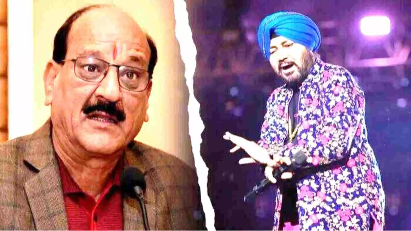 चश्मे पहने हुए कैबिनेट मंत्री सुबोध उनियाल और नीली पगड़ी में गाते हुए गायक दलेर मेहंदी। चश्मे पहने हुए कैबिनेट मंत्री सुबोध उनियाल और नीली पगड़ी में गाते हुए गायक दलेर मेहंदी।