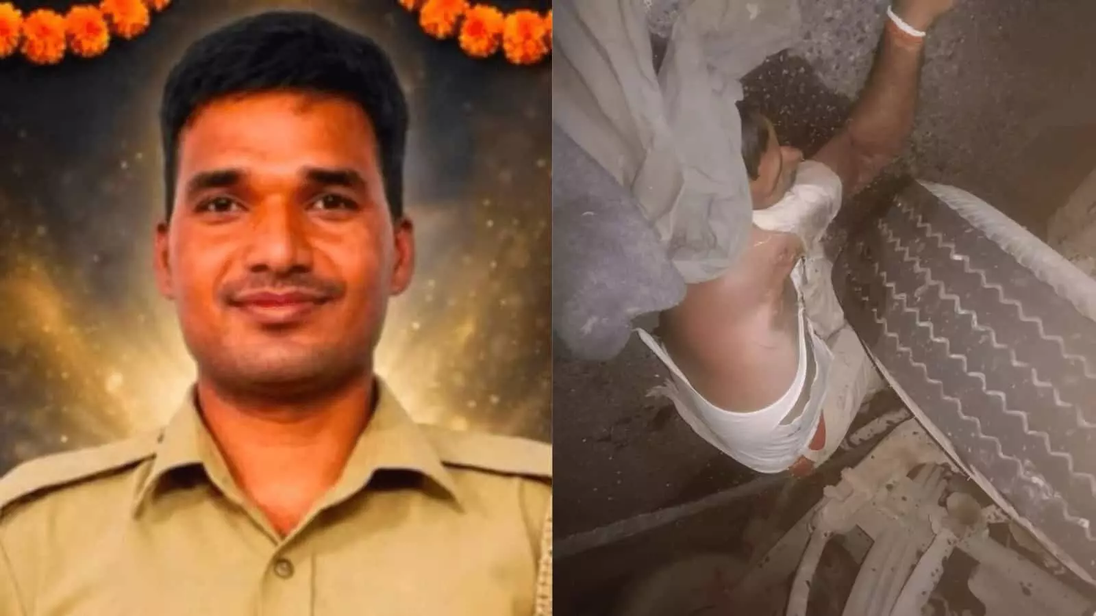 तस्वीर में सड़क हादसे में मृत कांस्टेबल शंकरलाल खटीक की फाइल फोटो दिख रही है। तस्वीर में सड़क हादसे में मृत कांस्टेबल शंकरलाल खटीक की फाइल फोटो दिख रही है।