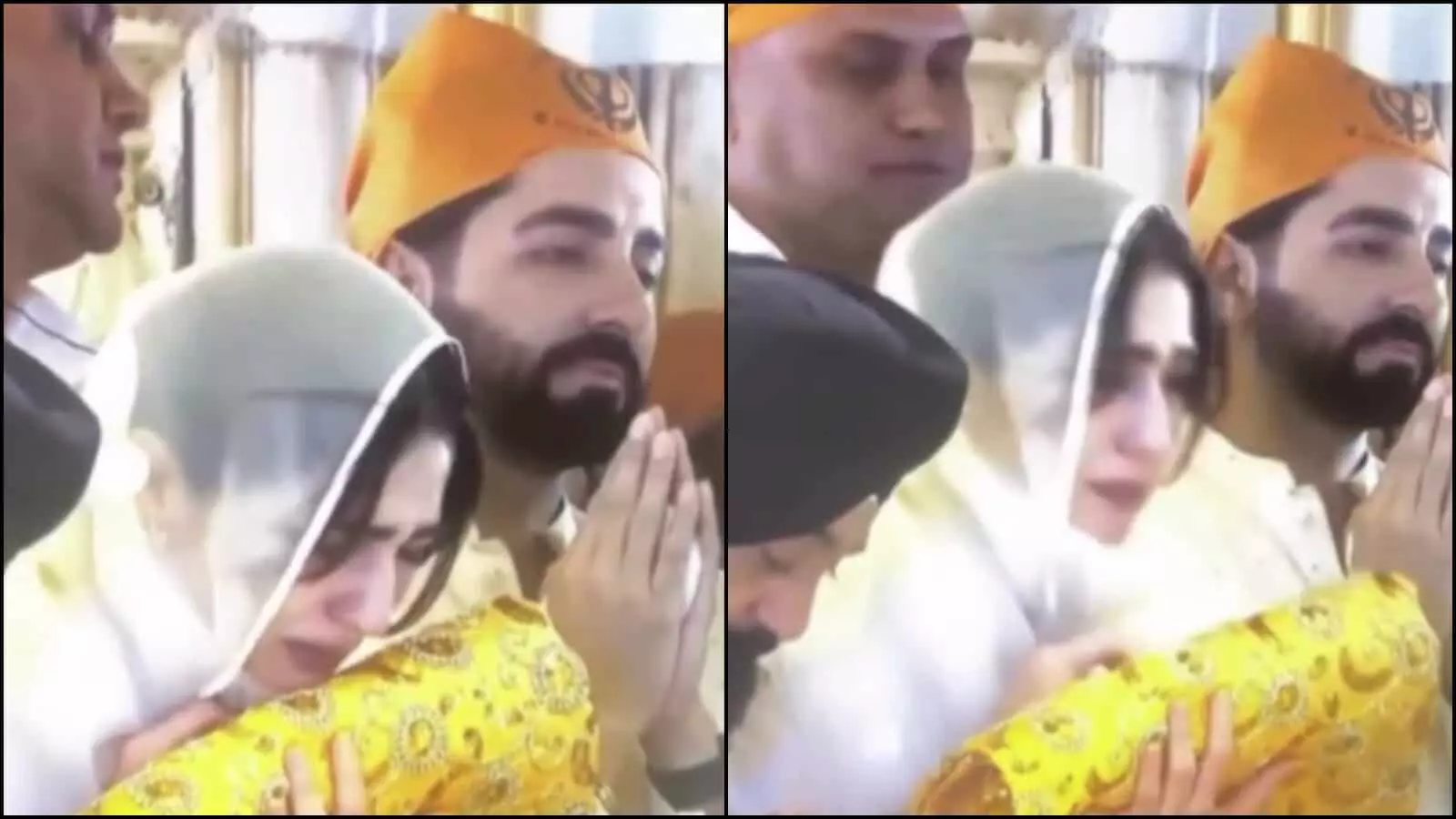 तस्वीर में सारा अली खान और आयुष्मान खुराना अमृतसर के स्वर्ण मंदिर में प्रार्थना करते नजर आ रहे हैं। तस्वीर में सारा अली खान और आयुष्मान खुराना अमृतसर के स्वर्ण मंदिर में प्रार्थना करते नजर आ रहे हैं।