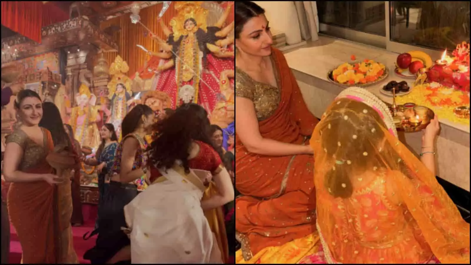 तस्वीर में सोहा अली खान मुंबई के पंडाल में धुनुची नृत्य और बेटी के साथ पूजा करती दिख रही हैं. तस्वीर में सोहा अली खान मुंबई के पंडाल में धुनुची नृत्य और बेटी के साथ पूजा करती दिख रही हैं.