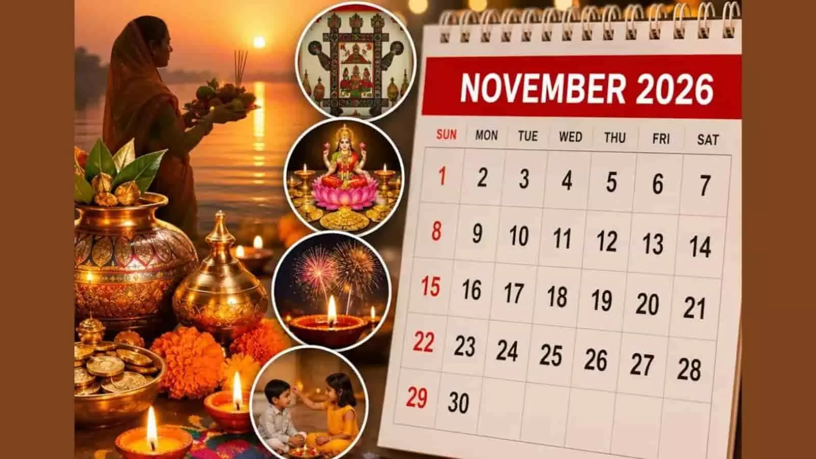 तस्वीर में नवंबर 2026 का कैलेंडर और व्रत-त्योहारों से जुड़े धार्मिक प्रतीक दिख रहे हैं। तस्वीर में नवंबर 2026 का कैलेंडर और व्रत-त्योहारों से जुड़े धार्मिक प्रतीक दिख रहे हैं।