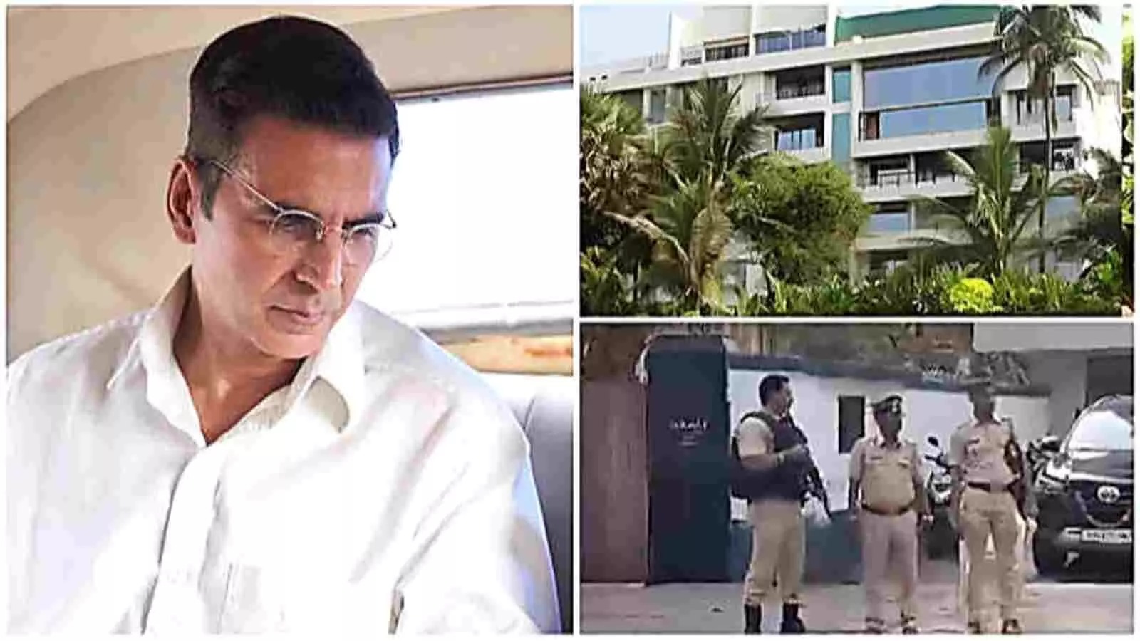 अक्षय कुमार और उनके मुंबई स्थित आवास के बाहर सुरक्षा में तैनात पुलिसकर्मी नजर आ रहे हैं। अक्षय कुमार और उनके मुंबई स्थित आवास के बाहर सुरक्षा में तैनात पुलिसकर्मी नजर आ रहे हैं।