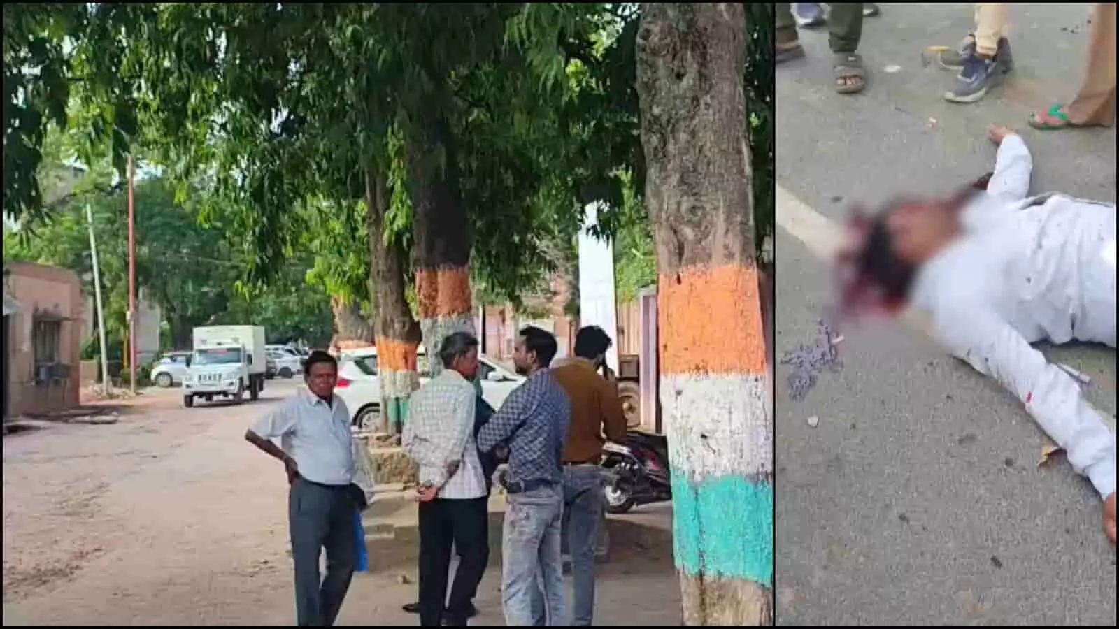 तस्वीर में एटा के जैथरा में सड़क हादसे के बाद मार्ग पर खड़े लोग। तस्वीर में एटा के जैथरा में सड़क हादसे के बाद मार्ग पर खड़े लोग।