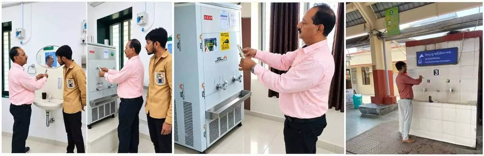 तस्वीर में रेलवे परिसर में स्वास्थ्य निरीक्षक पेयजल कूलर और बूथ से पानी के नमूने जांचते हुए। तस्वीर में रेलवे परिसर में स्वास्थ्य निरीक्षक पेयजल कूलर और बूथ से पानी के नमूने जांचते हुए।
