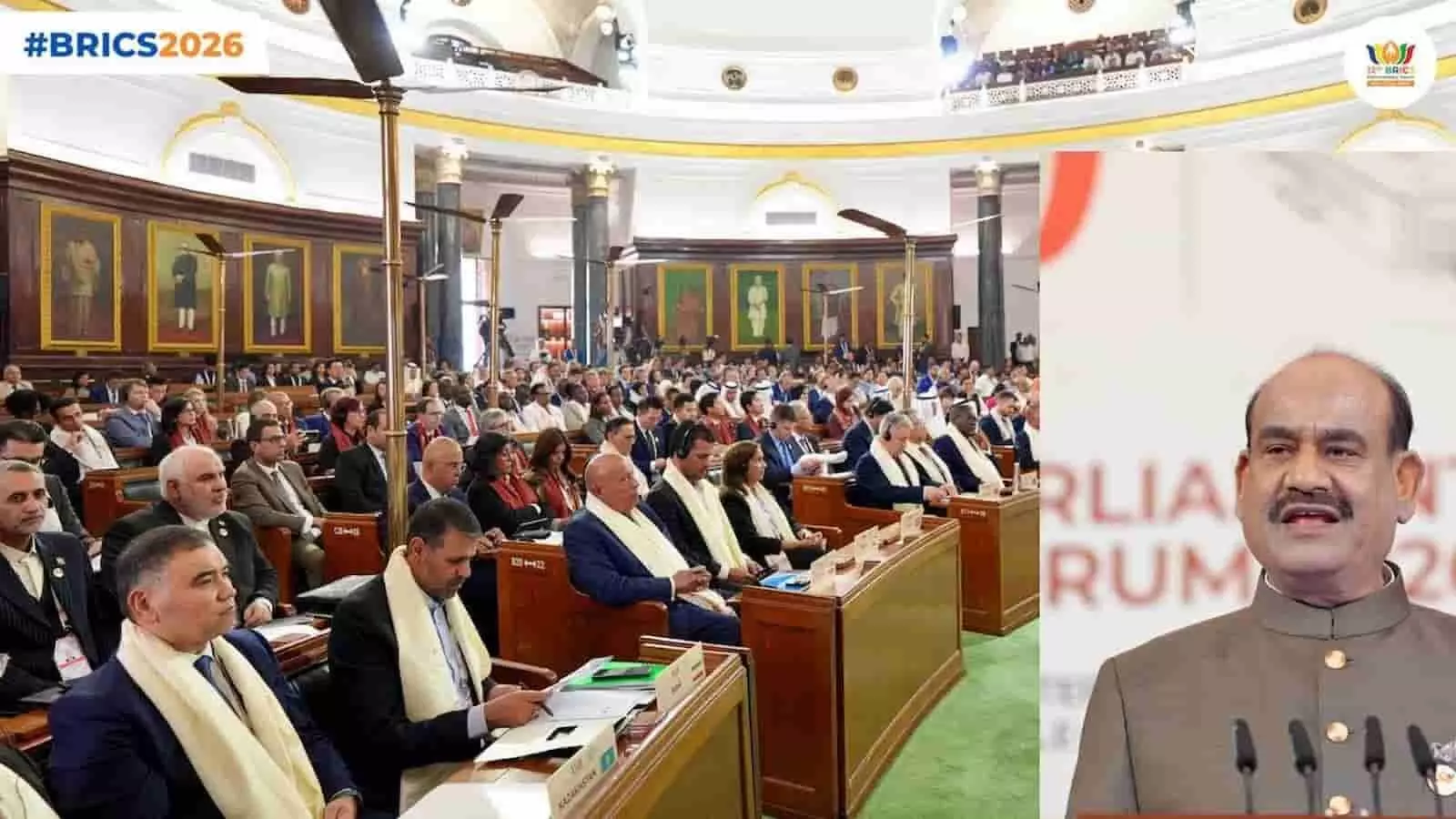 तस्वीर में लोकसभा अध्यक्ष ओम बिरला दिल्ली में ब्रिक्स संसदीय मंच को संबोधित करते दिख रहे हैं। तस्वीर में लोकसभा अध्यक्ष ओम बिरला दिल्ली में ब्रिक्स संसदीय मंच को संबोधित करते दिख रहे हैं।