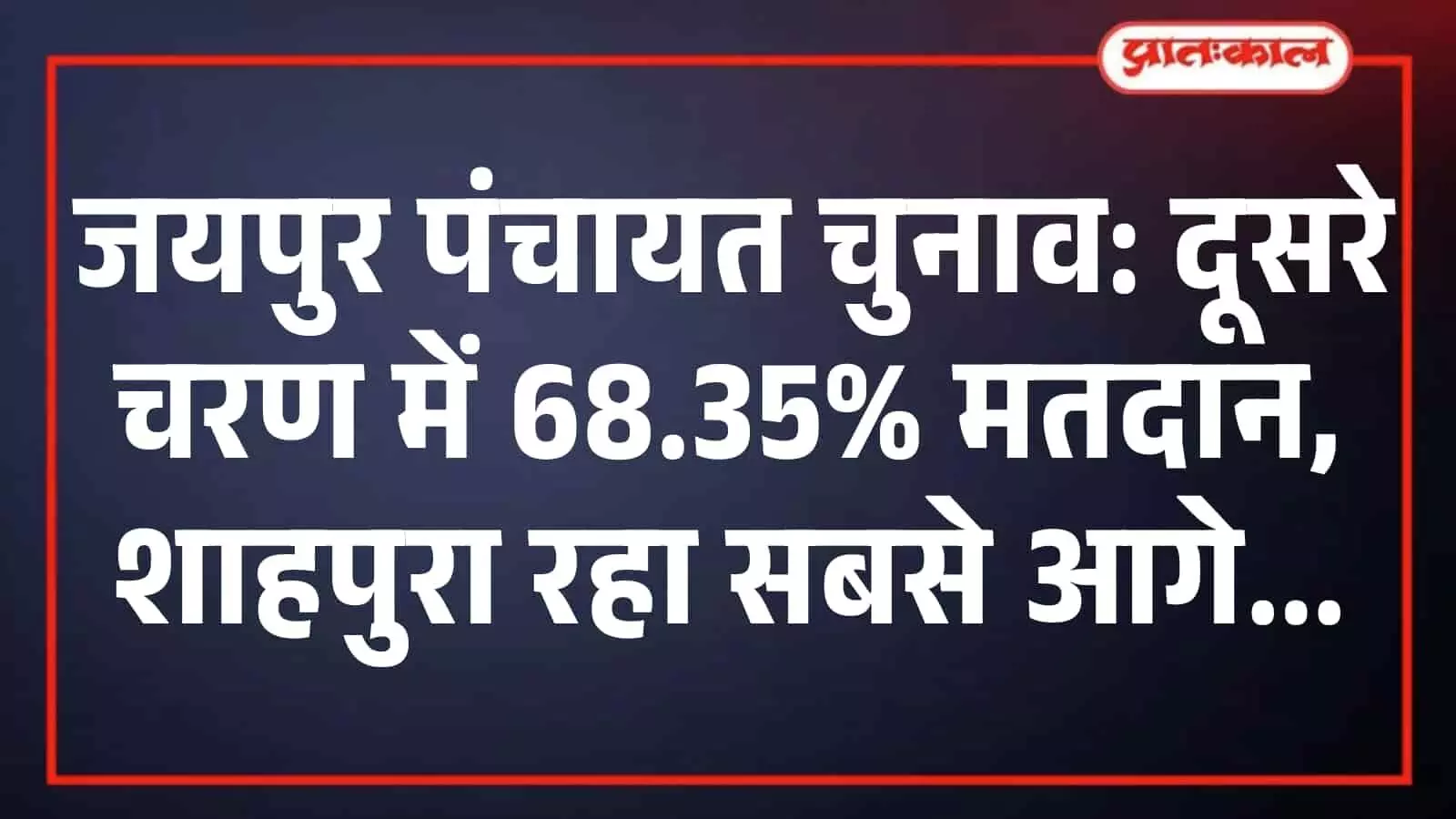 जयपुर पंचायत चुनाव: दूसरे चरण में 68.35% मतदान, शाहपुरा रहा सबसे आगे जयपुर पंचायत चुनाव: दूसरे चरण में 68.35% मतदान, शाहपुरा रहा सबसे आगे