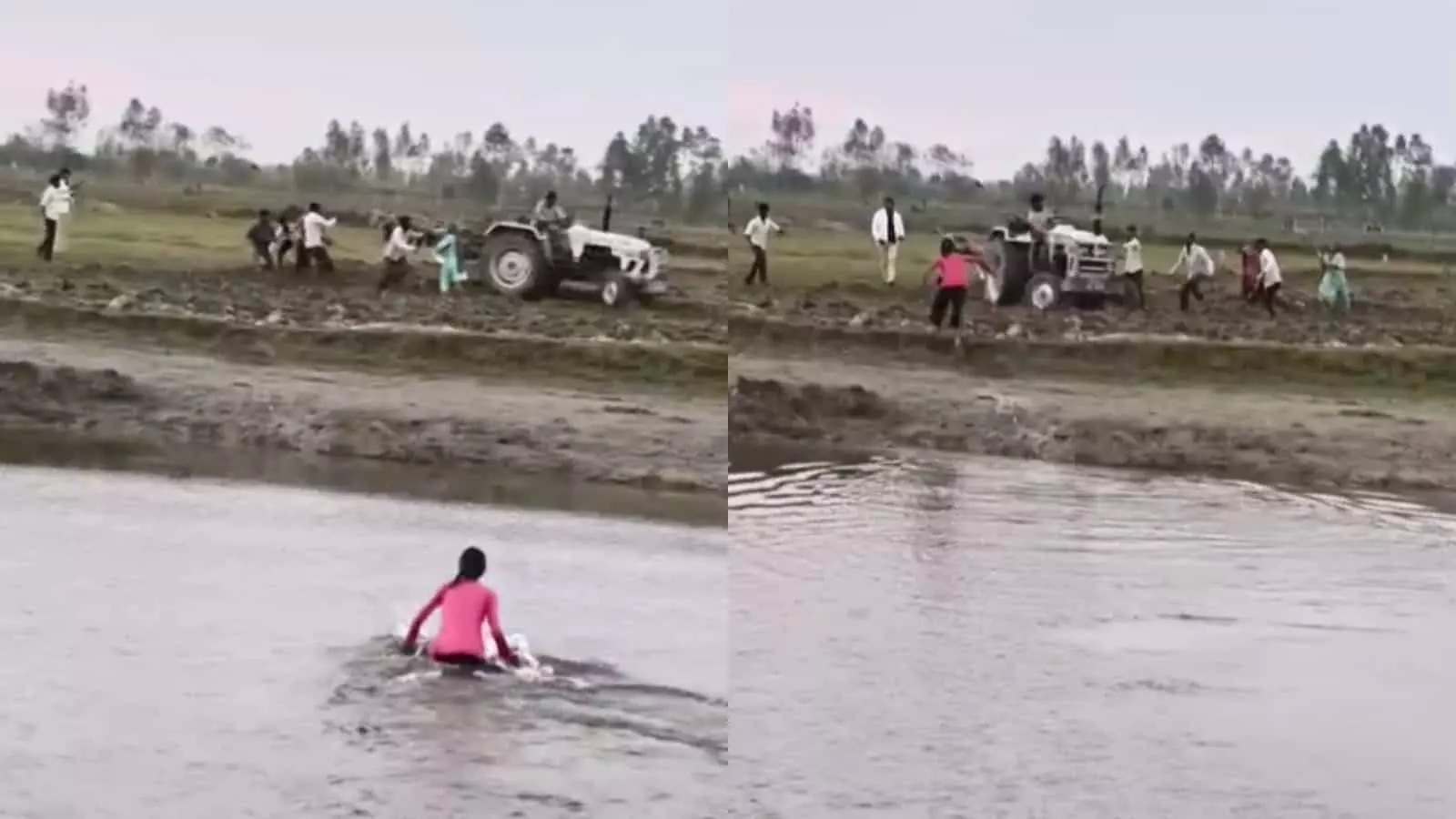 तस्वीर में हापुड़ के बहादुरगढ़ क्षेत्र में जमीन विवाद के दौरान महिला को ट्रैक्टर से कुचलने का प्रयास करते हुए लोग दिख रहे हैं। तस्वीर में हापुड़ के बहादुरगढ़ क्षेत्र में जमीन विवाद के दौरान महिला को ट्रैक्टर से कुचलने का प्रयास करते हुए लोग दिख रहे हैं।