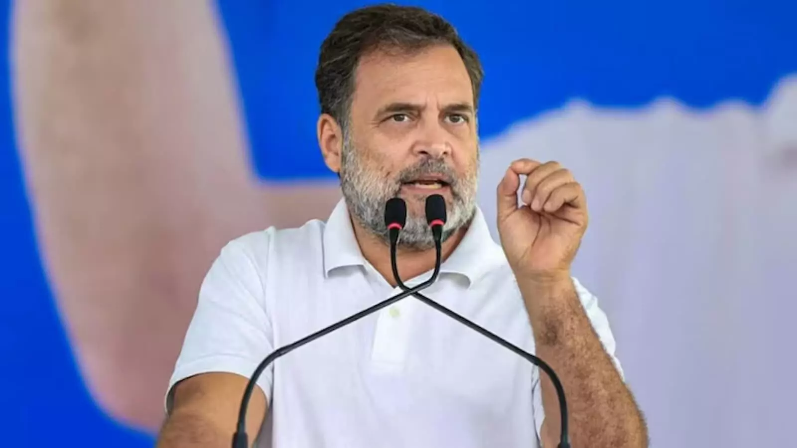 तस्वीर में कांग्रेस नेता राहुल गांधी नई दिल्ली में मंच से भाषण देते हुए दिख रहे हैं। तस्वीर में कांग्रेस नेता राहुल गांधी नई दिल्ली में मंच से भाषण देते हुए दिख रहे हैं।
